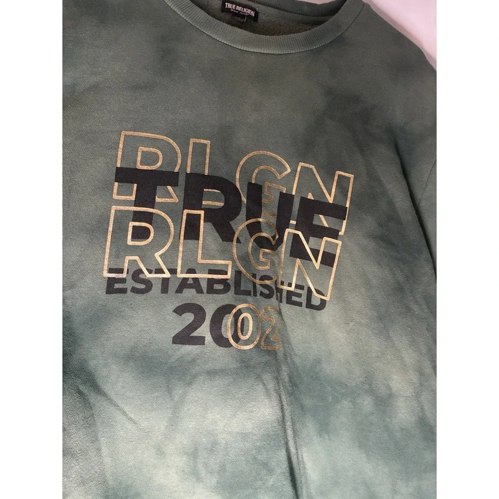 True Religion 2002 Sweat Shirt Duck Green 2XL Crew Neck